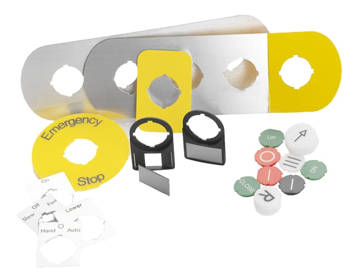 ABB Controls Legend Plate; for 22mm e-stop operators; plastic; 70mm diameter; blank